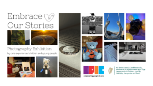 Cover for the Embrace Our Stories exhibition. It has a grid of all the photos in the exhibition.